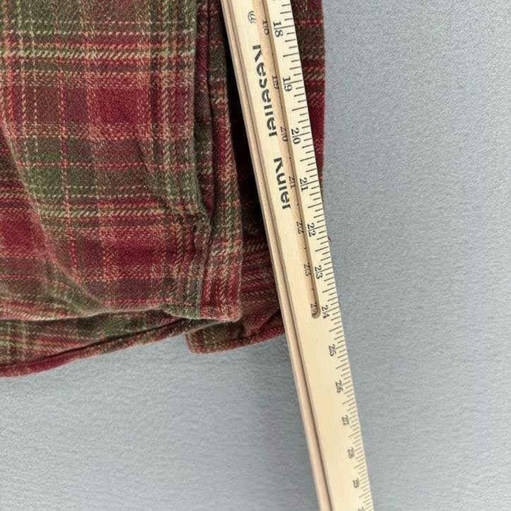 Orvis Heavyweight Red Green Plaid Flannel Button Up Shirt Jacket‎ Pockets XL - Picture 8 of 10